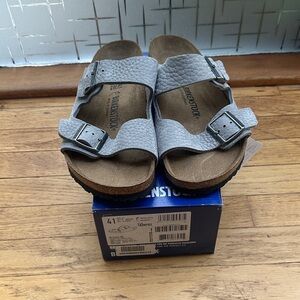 Birkenstock Arizona Desert Buck Leather Sandals- Whale Gray